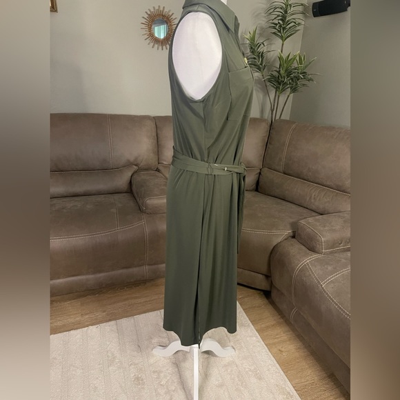 CHIC NWT Michael Kors MK Green Ivy Belted Dress Sz L Large - Picture 10 of 11